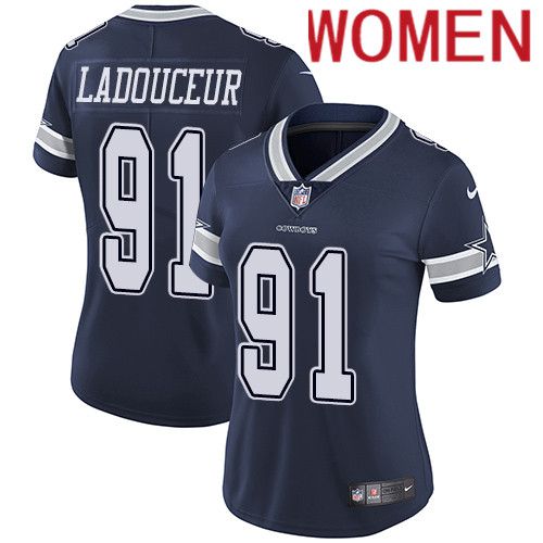 Women Dallas Cowboys #91 L. P. Ladouceur Nike Navy Vapor Limited NFL Jersey->women nfl jersey->Women Jersey